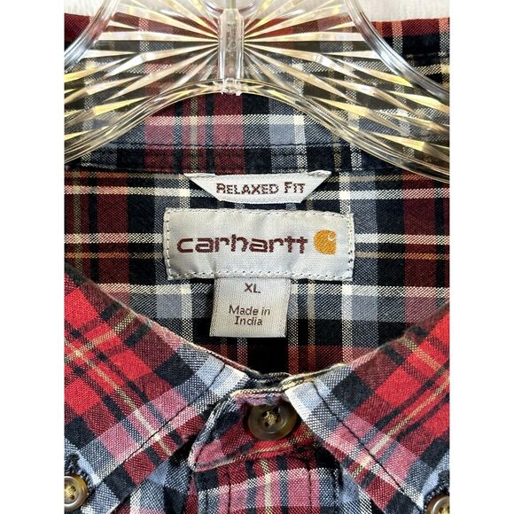 Carhartt Mens Shirt XL Plaid Flannel Button Down Long Sleeve Collar Relaxed Fit - Picture 3 of 9